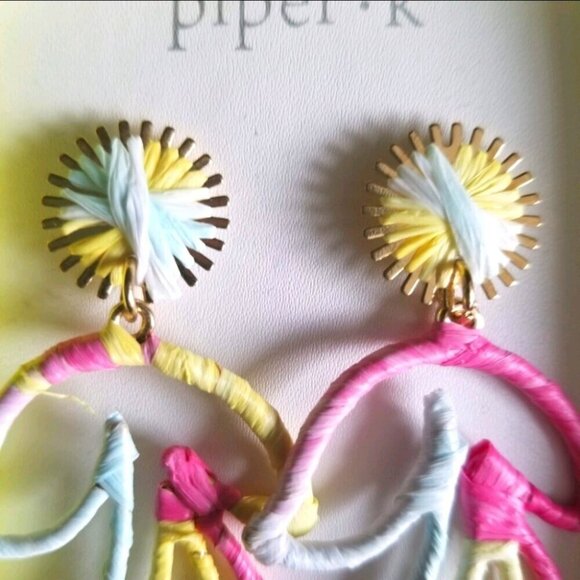 Piper K Dangle Pastel Cherry Pastel Pink Yellow Blue Dangle Earrings - Picture 3 of 4